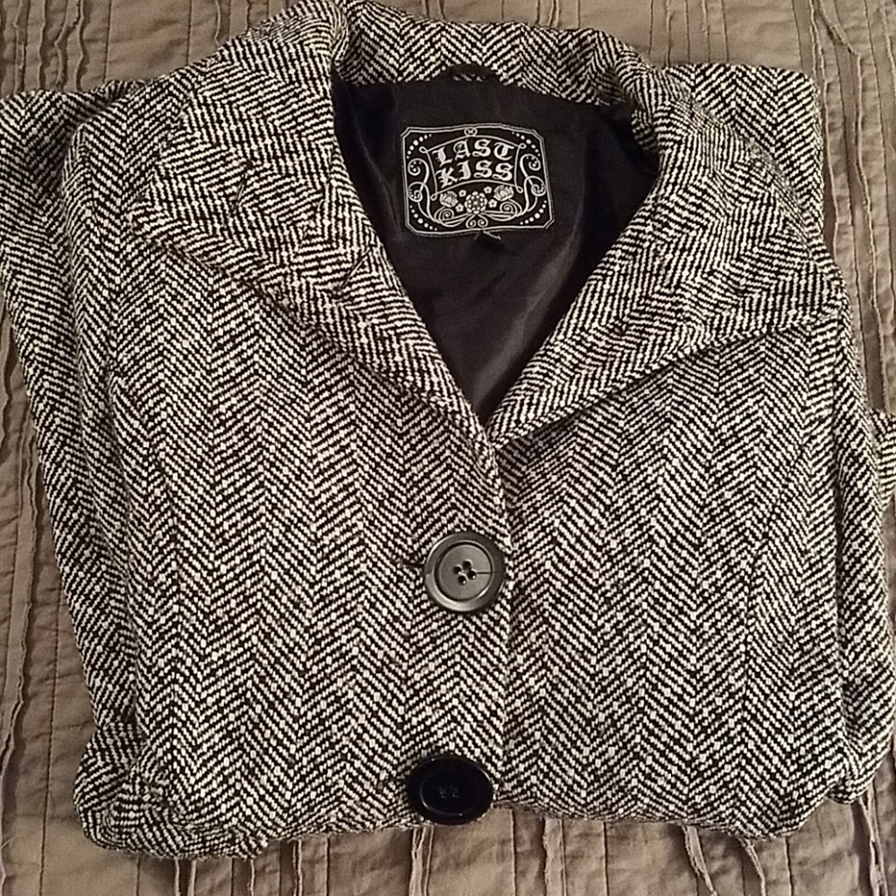 Adorable black and white pea coat